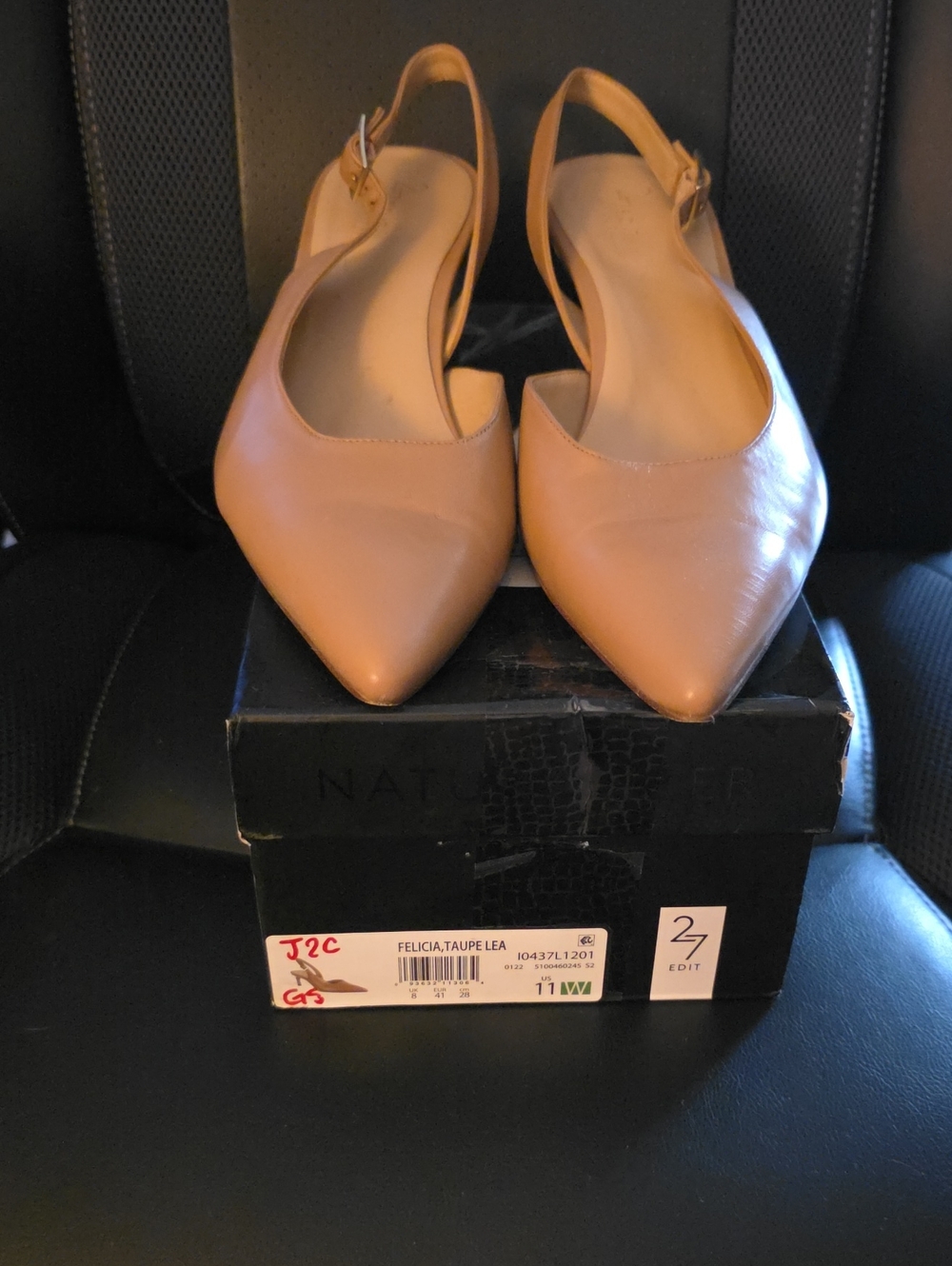 Naturalizer 27 edit Felicia Taupe Leather Slingback heels - Women's 11 wide